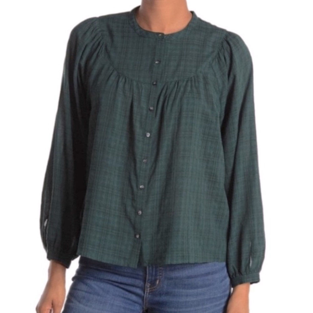 Madewell Balloon Sleeve Plaid Peasant Shirt